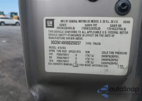 2006 Chevrolet Silverado K1500 from USA, damaged, VIN 3GCEK14X66G259237